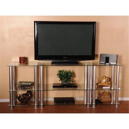 RTA HOME AND OFFICE RTA Home and Office TVM-0075 75 in. Extra Tall Glass and Aluminum LCD and Plasma TV Stand TVM-0075